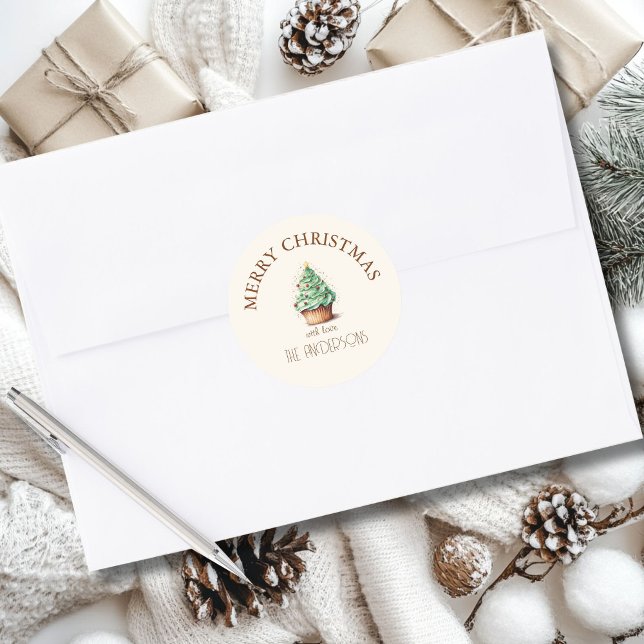 Merry Christmas! Cupcake-Christmas-Tree Classic Round Sticker (Creator Uploaded)