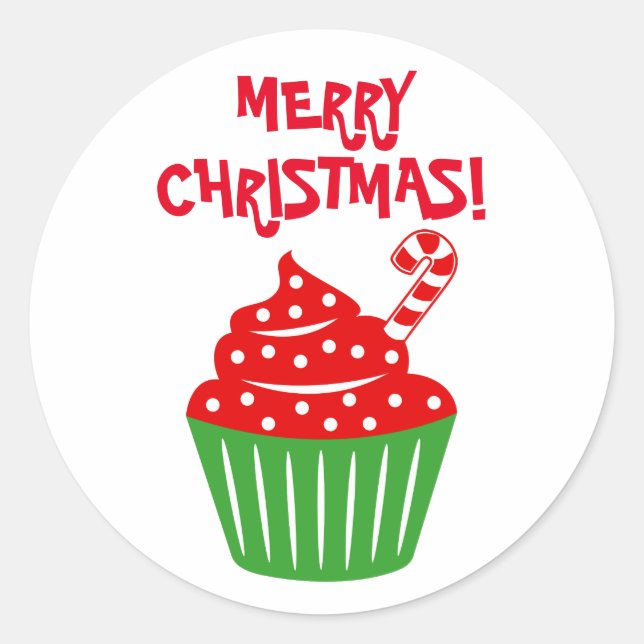 Merry Christmas cupcake stickers and envelope seal (Front)
