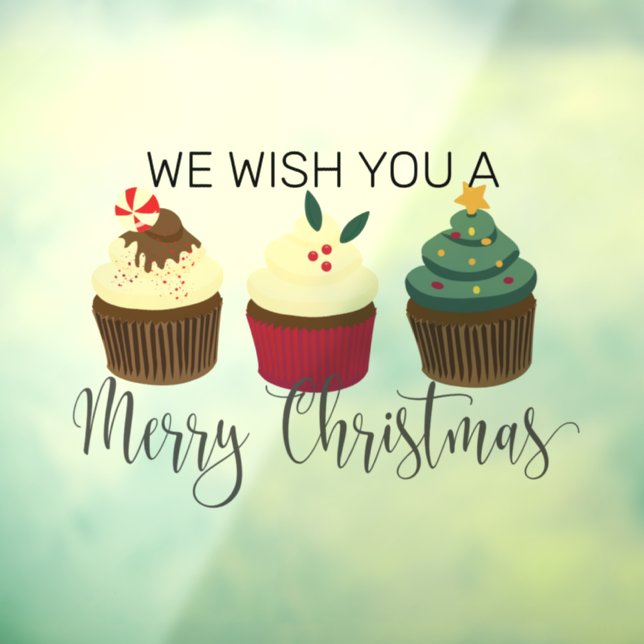 Merry Christmas Cupcake Window or Wall Cling (Sheet 3)