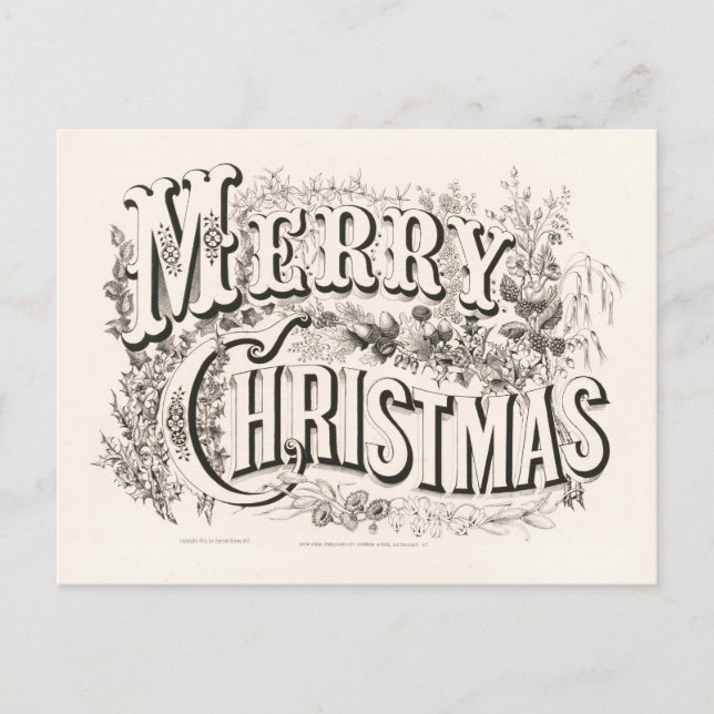 Merry Christmas | Currier & Ives Postcard (Front)