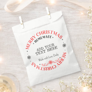 Merry Christmas Custom Add Text Homemade Treat   Favour Bag