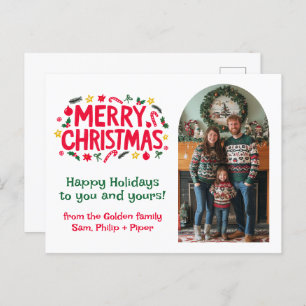 MERRY CHRISTMAS CUSTOM Arch PHOTO Xmas  Holiday Postcard