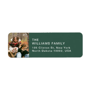 Merry Christmas Custom Cute Photo Modern Minimal Return Address Label