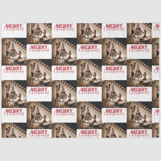 Merry Christmas Custom Family Photo  Tissue Paper (Front)