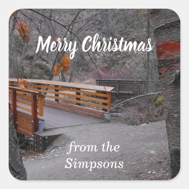 Merry Christmas Custom From the Name Bridge Square Sticker (Front)