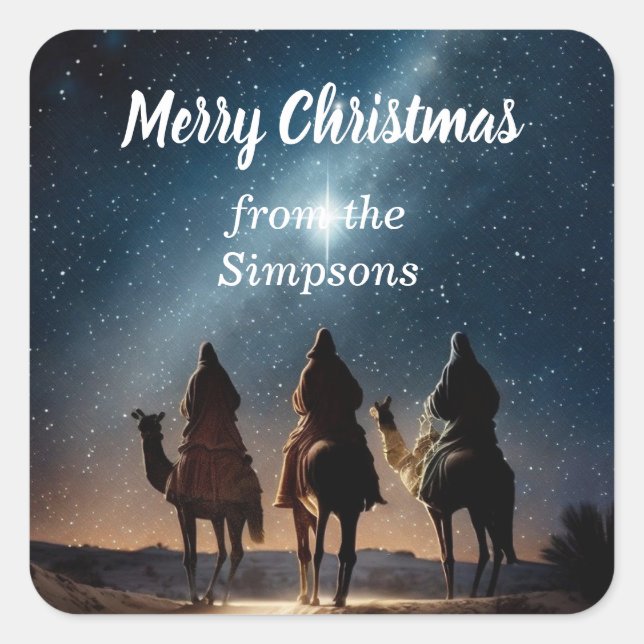 Merry Christmas Custom From the Name  Square Sticker (Front)