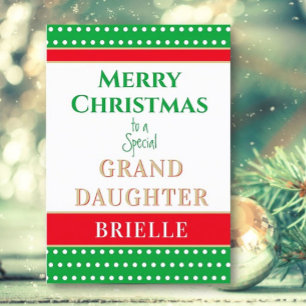 Merry Christmas Custom Granddaughter card