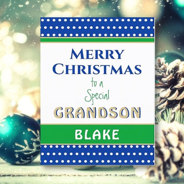 Merry Christmas Custom Grandson card (Creator Uploaded)