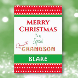 Merry Christmas Custom  Great Grandson card