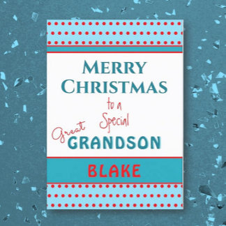 Merry Christmas Custom Great Grandson card