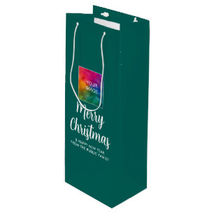 Merry Christmas Custom Image Photo Logo Text Wine Gift Bag