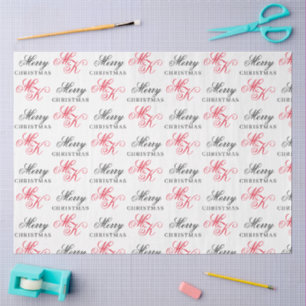 Merry Christmas Custom Monogram Initials Xmas Tissue Paper