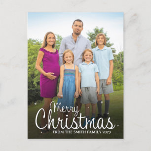 Merry Christmas Custom Name and Photograph Holiday Postcard