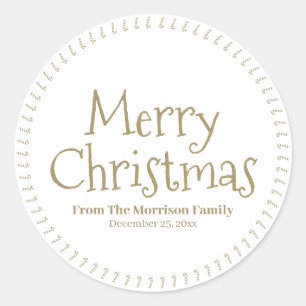 Merry Christmas custom name candy cane cute  Classic Round Sticker