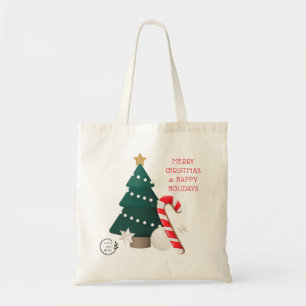 Merry Christmas Custom Name Company Logo Budget Tote Bag