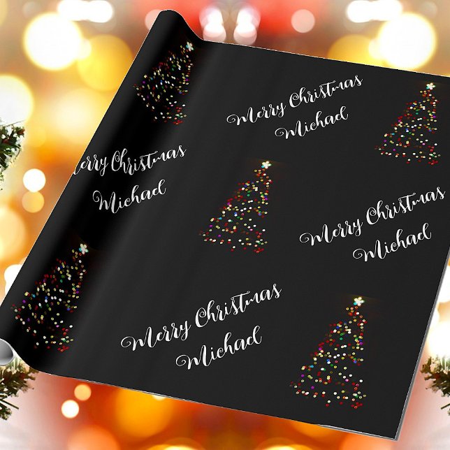 Merry Christmas Custom Name Elegant Personalised Wrapping Paper (Creator Uploaded)