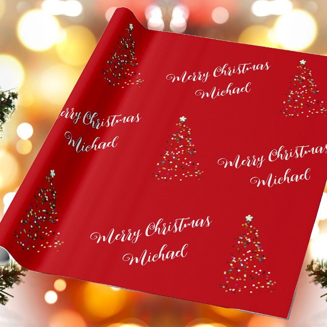 Merry Christmas Custom Name Elegant Personalised Wrapping Paper (Creator Uploaded)