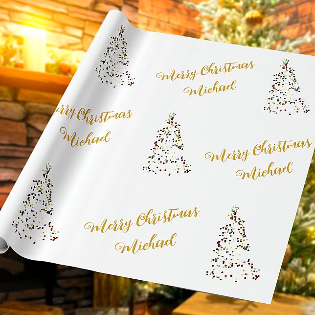 Merry Christmas Custom Name Elegant Personalised Wrapping Paper (Creator Uploaded)