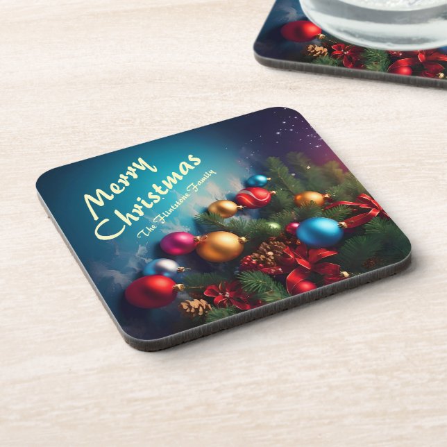 Merry Christmas Custom Personalise Text Coaster (Left Side)