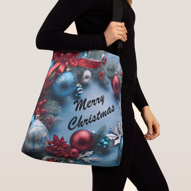 Merry Christmas Custom Personalise Text Crossbody Bag (Close Up)