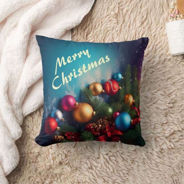 Merry Christmas Custom Personalise Text Cushion (Blanket)