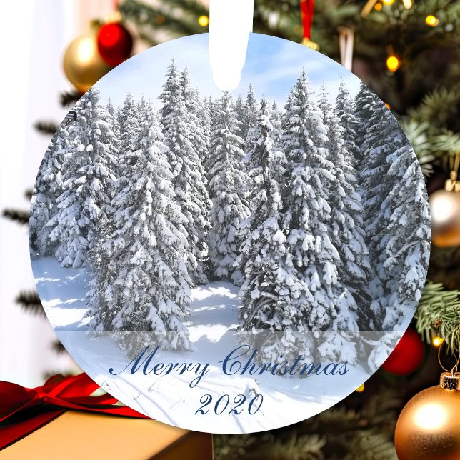 Merry Christmas Custom Photo and Text Ornament (Creator Uploaded)