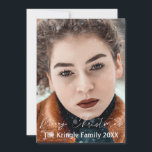 Merry Christmas, Custom Photo and Vintage Snowman Holiday Card<br><div class="desc">Just add your own photo for a beautiful holiday card with a vintage Snowman the back.</div>