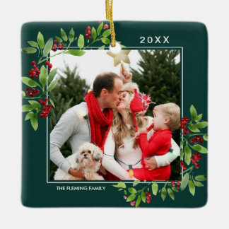 Merry Christmas. Custom Photo Christmas  Ceramic Ornament