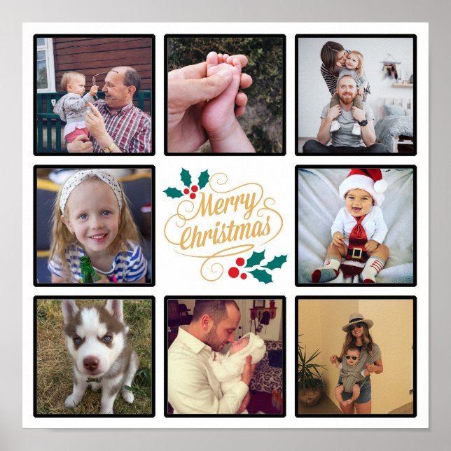 Merry Christmas Custom Photo Collage Poster (Front)