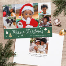Merry Christmas Custom Photo Collage Trees Green