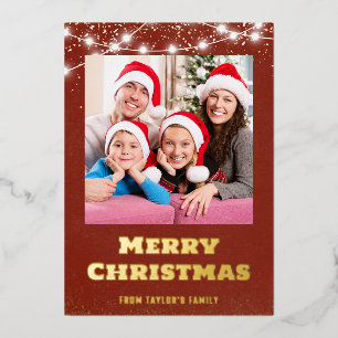 Merry Christmas Custom Photo Design Foil Holiday Card