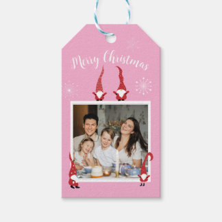 Merry Christmas Custom Photo with Funny Gnomes Gift Tags