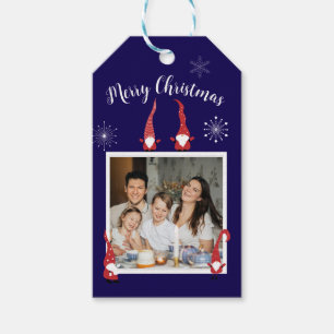 Merry Christmas Custom Photo with Funny Gnomes Gift Tags