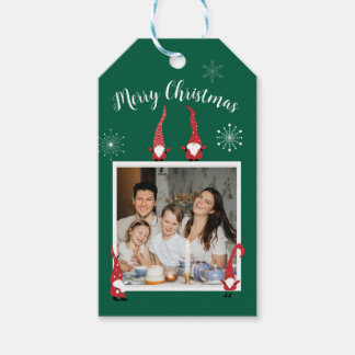 Merry Christmas Custom Photo with Funny Gnomes Gift Tags