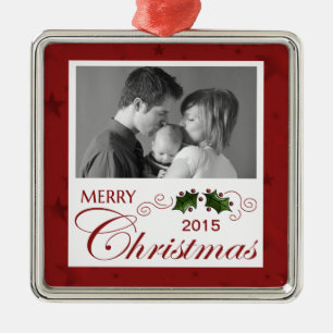 Merry Christmas custom photo/year Metal Tree Decoration