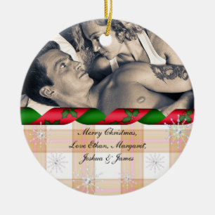 Merry Christmas Custom Picture Snowflakes Ceramic Tree Decoration
