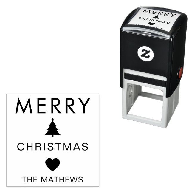 Merry Christmas Custom Self Inking Holiday Stamp G (In Situ)