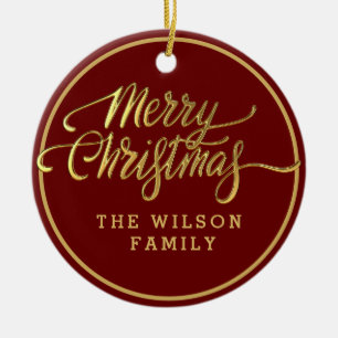Merry Christmas Custom Text Ceramic Ornament