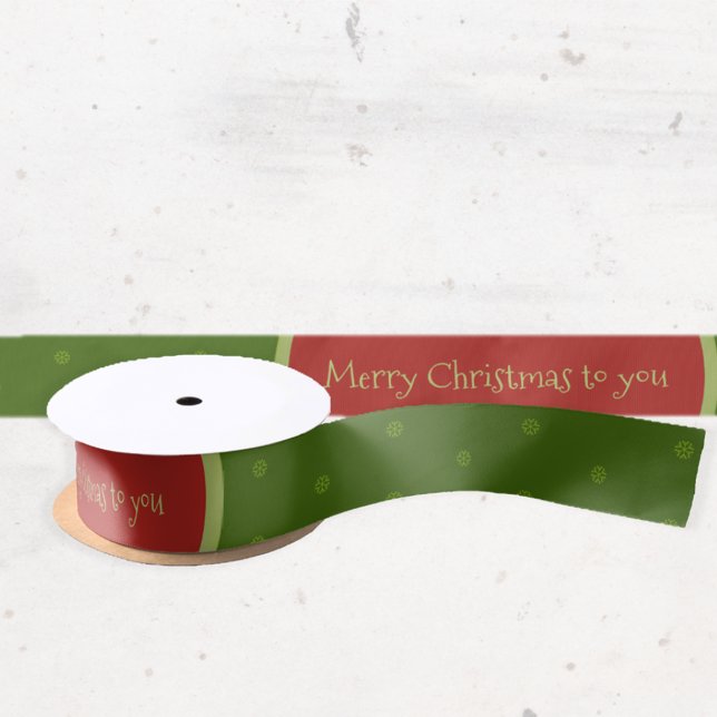 Merry Christmas Custom Text Green Satin Ribbon (Creator Uploaded)