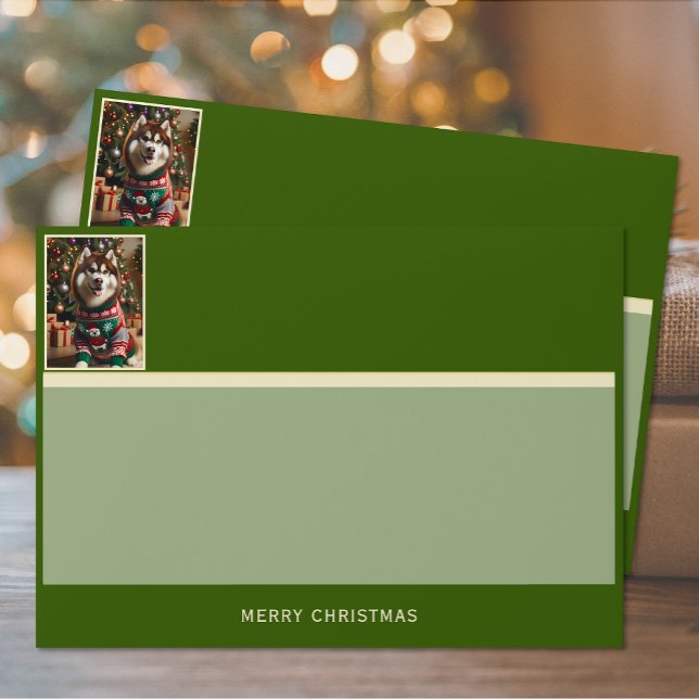 Merry Christmas Custom Text Photo Green Envelopes (Creator Uploaded)