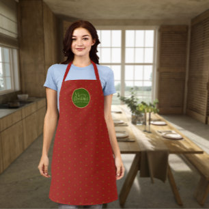 Merry Christmas Custom Text Red Apron