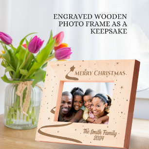 Merry Christmas Customisable Family Name Picture Etched Frames