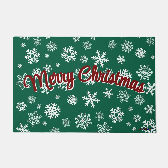 Merry Christmas Customisable Snowflakes Doormat (Front)