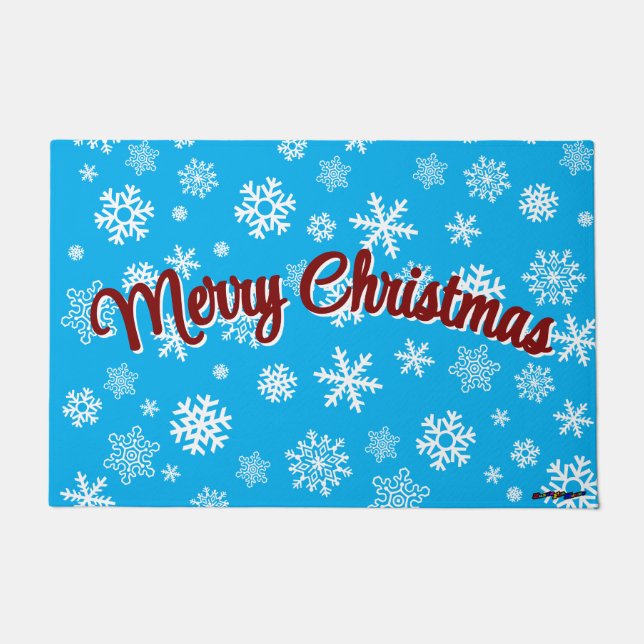 Merry Christmas Customisable Snowflakes Doormat (Front)