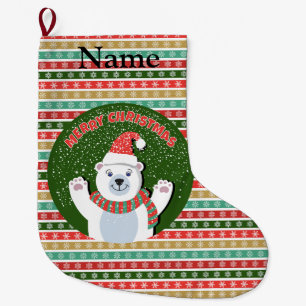 Merry Christmas Customise name Large Christmas Stocking