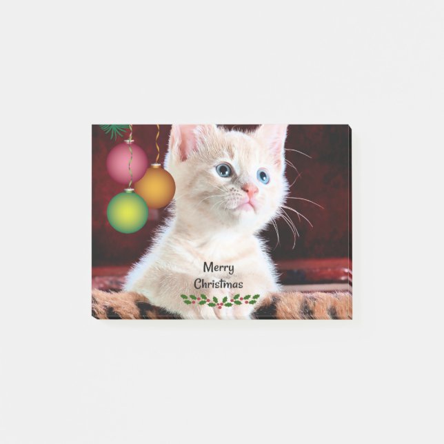 Merry Christmas Cute Adorable Kitty Cat Post-it Notes (Front)