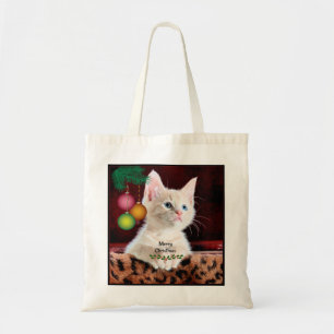 Merry Christmas Cute Adorable Kitty Cat Tote Bag