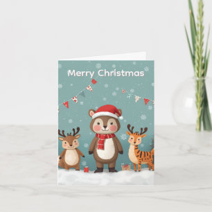 Merry Christmas Cute Animals Christmas Card