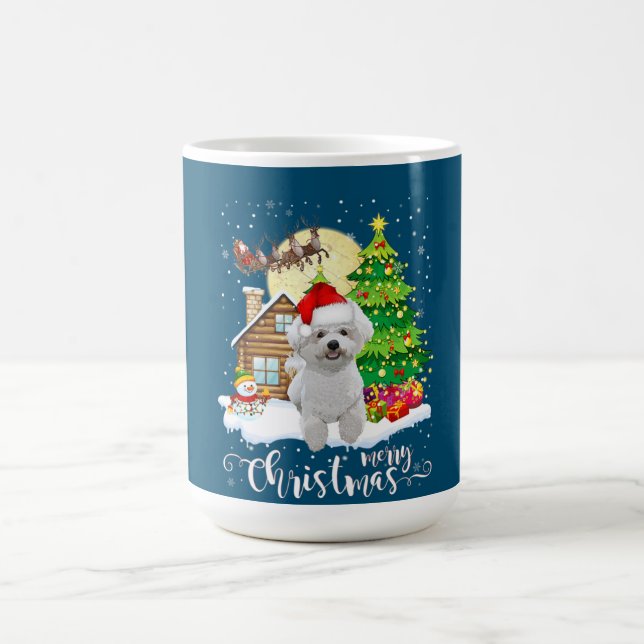 Merry Christmas Cute Bichon Frise Santa With Xmas Coffee Mug (Center)