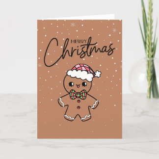 Merry Christmas Cute Brown Gingerbread Card